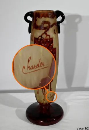 Paire de Vases « Le Verre Français », signés Charder, Art Déco – 1927