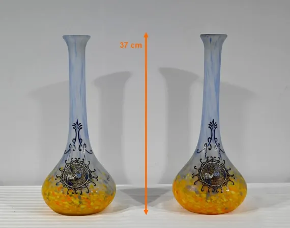Paire de Vases en Pâte de Verre, signés Legras – Fin XIXe