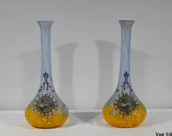 Paire de Vases en Pâte de Verre, signés Legras – Fin XIXe