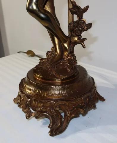 SPELTER LAMP WITH  CHERUB FLUTIST