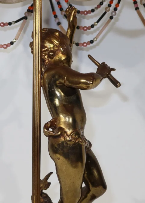 SPELTER LAMP WITH  CHERUB FLUTIST