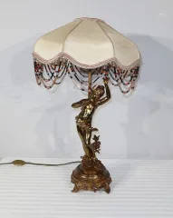 SPELTER LAMP WITH  CHERUB FLUTIST