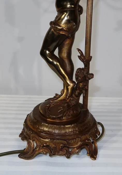SPELTER LAMP WITH  CHERUB FLUTIST