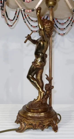 SPELTER LAMP WITH  CHERUB FLUTIST