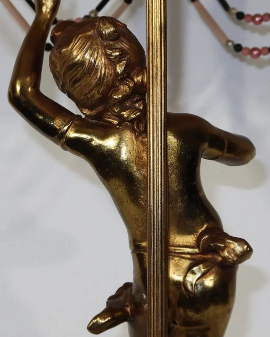 SPELTER LAMP WITH  CHERUB FLUTIST