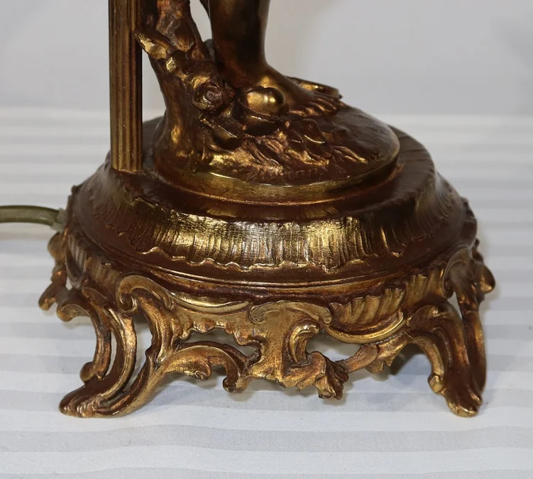 SPELTER LAMP WITH  CHERUB FLUTIST