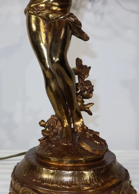 SPELTER LAMP WITH  CHERUB FLUTIST