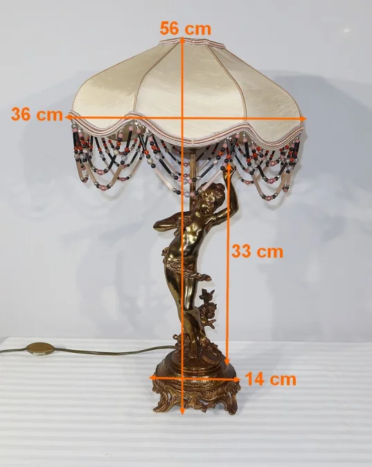 SPELTER LAMP WITH  CHERUB FLUTIST