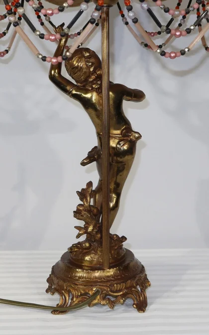 SPELTER LAMP WITH  CHERUB FLUTIST