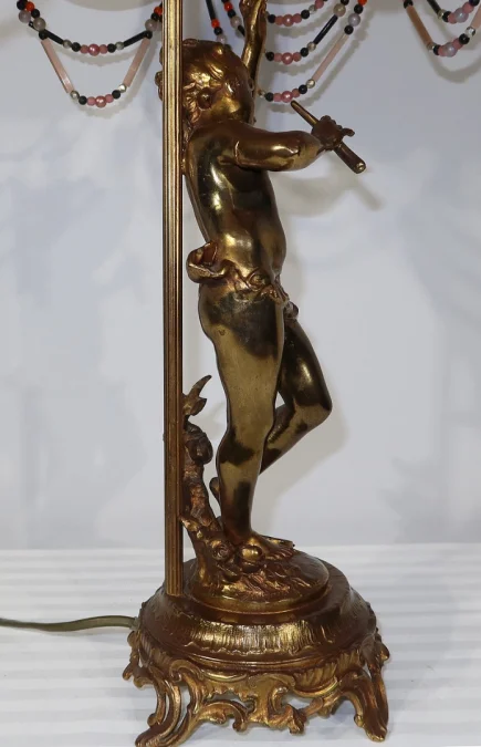 SPELTER LAMP WITH  CHERUB FLUTIST
