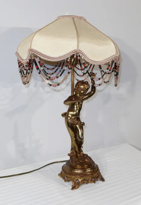 SPELTER LAMP WITH  CHERUB FLUTIST