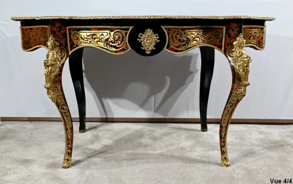 Table d’Apparat Violonée en Poirier Noirci, style Boulle, époque Napoléon III – Milieu XIXe