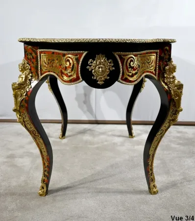 Table d’Apparat Violonée en Poirier Noirci, style Boulle, époque Napoléon III – Milieu XIXe