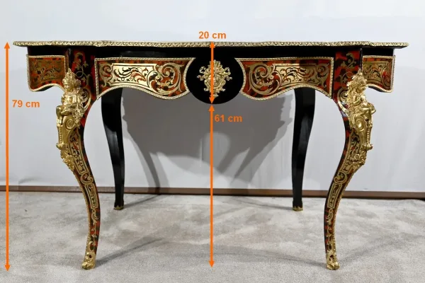 Table d’Apparat Violonée en Poirier Noirci, style Boulle, époque Napoléon III – Milieu XIXe