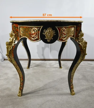 Table d’Apparat Violonée en Poirier Noirci, style Boulle, époque Napoléon III – Milieu XIXe