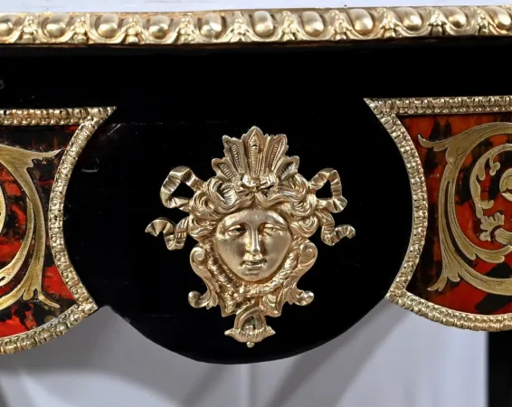Table d’Apparat Violonée en Poirier Noirci, style Boulle, époque Napoléon III – Milieu XIXe