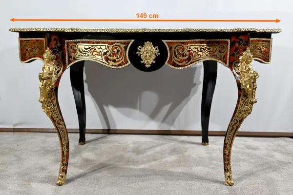 Table d’Apparat Violonée en Poirier Noirci, style Boulle, époque Napoléon III – Milieu XIXe