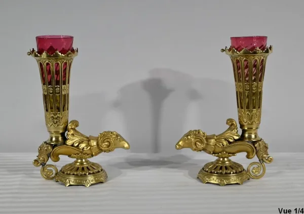 PAIR OF RYTHON VASES