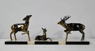 Groupe Cerf, Biche et Faon en Régule – Début XXe
