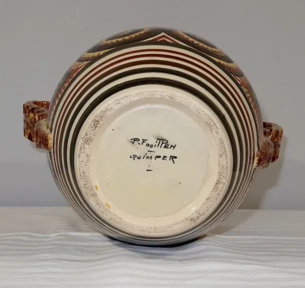 Vase en Faïence signé P. Fouillen, Henriot Quimper - 1940