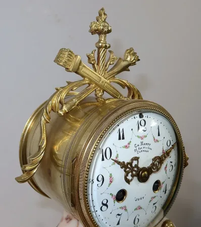 Ensemble de Cheminée en Marbre et Bronze, style Louis XVI – XIXe