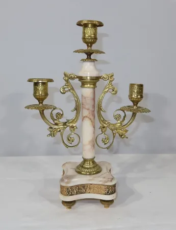 Ensemble de Cheminée en Marbre et Bronze, style Louis XVI – XIXe