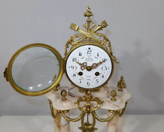 Ensemble de Cheminée en Marbre et Bronze, style Louis XVI – XIXe