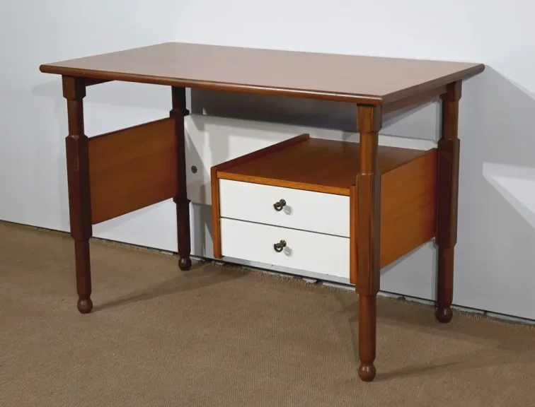 Petit Bureau en Acajou et en Teck, style Gautier - 1960