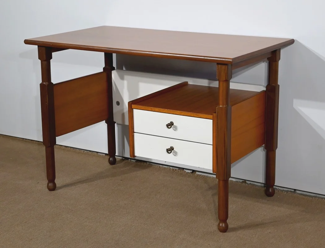 Petit Bureau en Acajou et en Teck, style Gautier - 1960