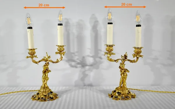 PAIR OF GILT BRONZE CANDELABRA