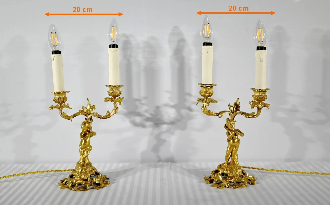 Paire de Chandeliers en Bronze Doré – Fin XIXe