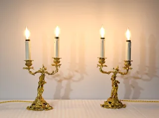 PAIR OF GILT BRONZE CANDELABRA