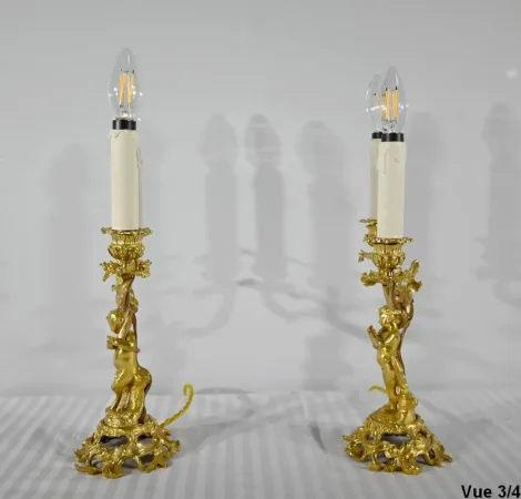 PAIR OF GILT BRONZE CANDELABRA