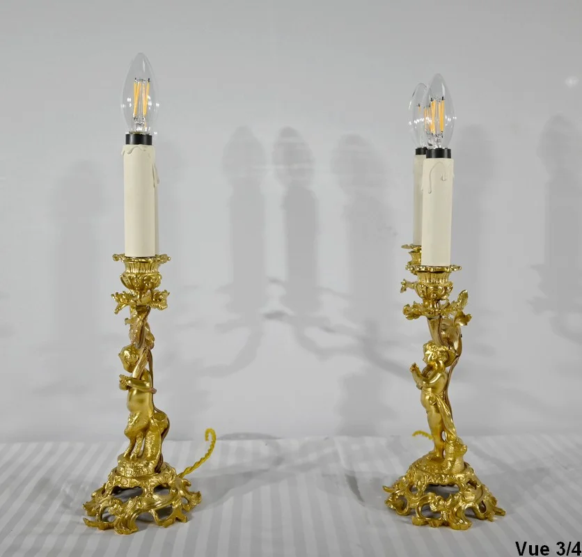 Paire de Chandeliers en Bronze Doré – Fin XIXe
