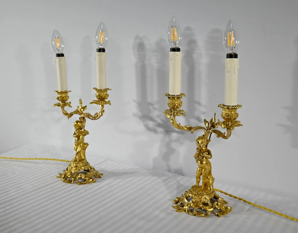Paire de Chandeliers en Bronze Doré – Fin XIXe