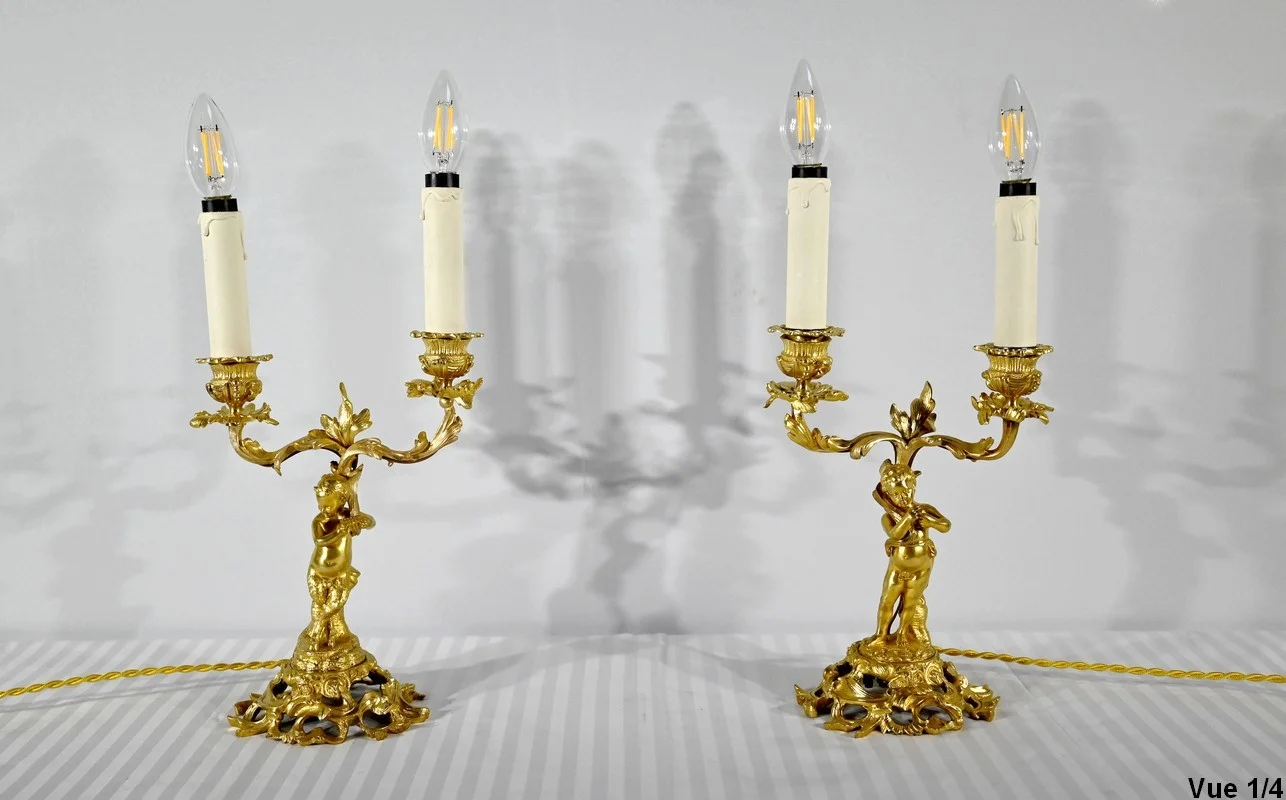 Paire de Chandeliers en Bronze Doré – Fin XIXe