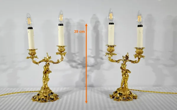 PAIR OF GILT BRONZE CANDELABRA