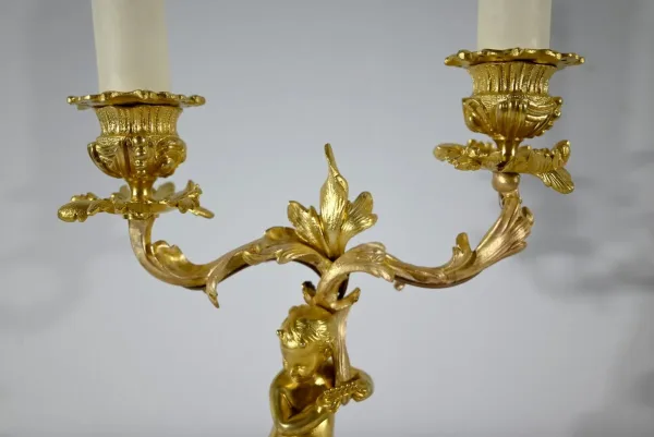 PAIR OF GILT BRONZE CANDELABRA