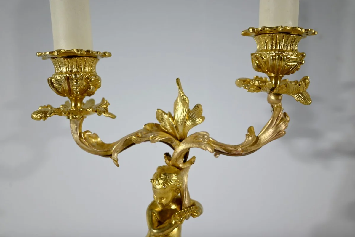 Paire de Chandeliers en Bronze Doré – Fin XIXe