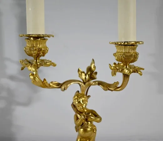 PAIR OF GILT BRONZE CANDELABRA