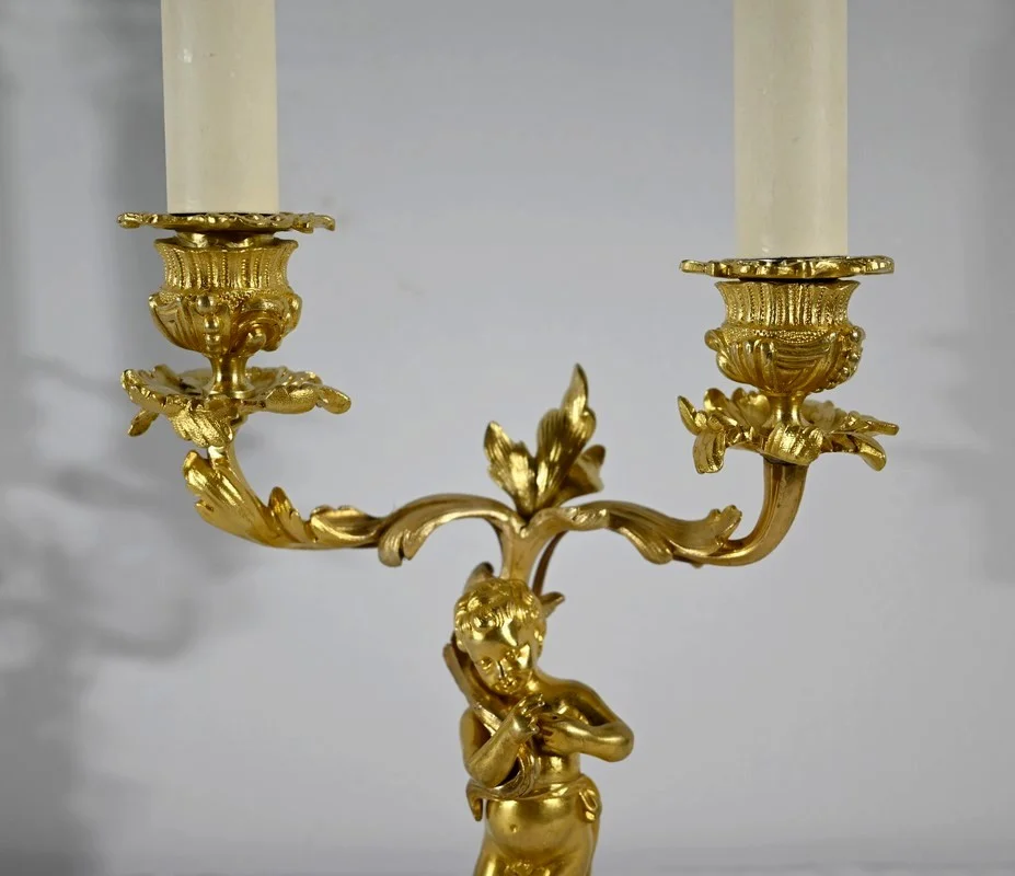 Paire de Chandeliers en Bronze Doré – Fin XIXe