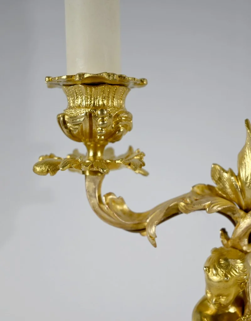 Paire de Chandeliers en Bronze Doré – Fin XIXe