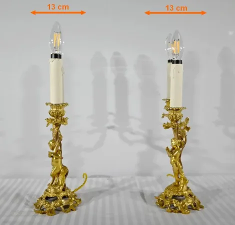 PAIR OF GILT BRONZE CANDELABRA