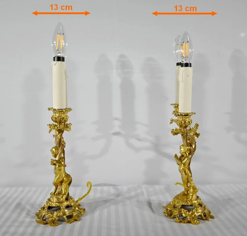 Paire de Chandeliers en Bronze Doré – Fin XIXe