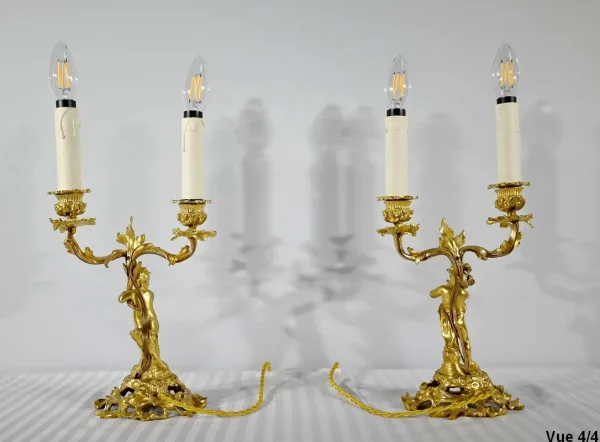 PAIR OF GILT BRONZE CANDELABRA