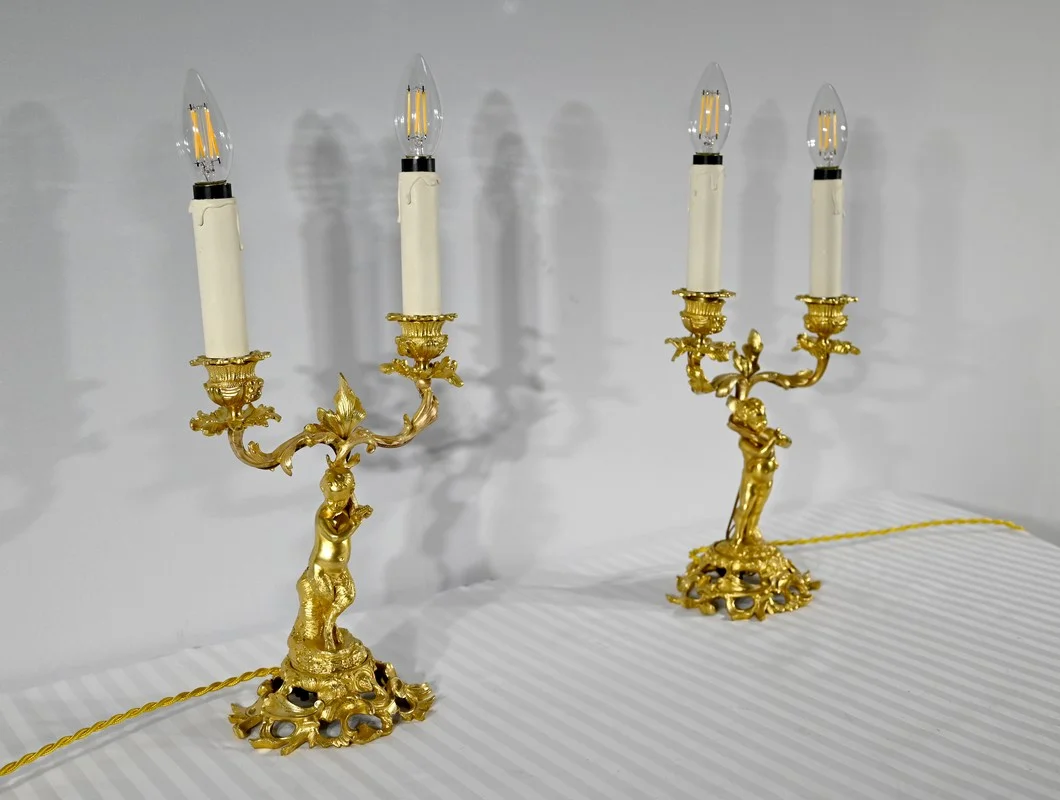 Paire de Chandeliers en Bronze Doré – Fin XIXe