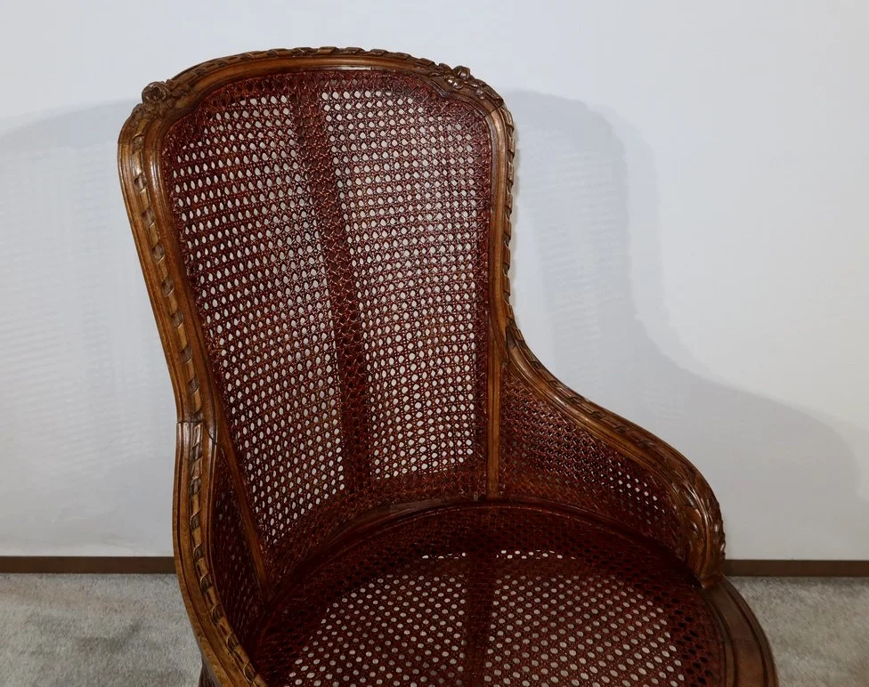 Fauteuil de Bureau en Hêtre massif, style Louis XVI – 1900