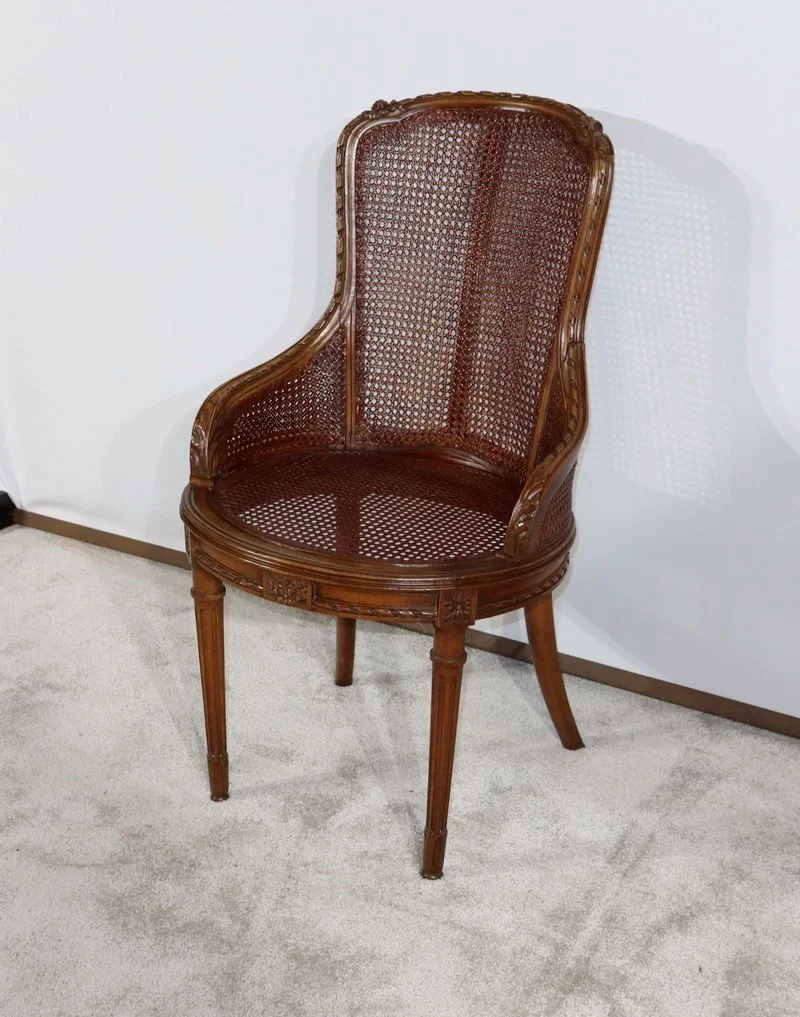 Fauteuil de Bureau en Hêtre massif, style Louis XVI – 1900