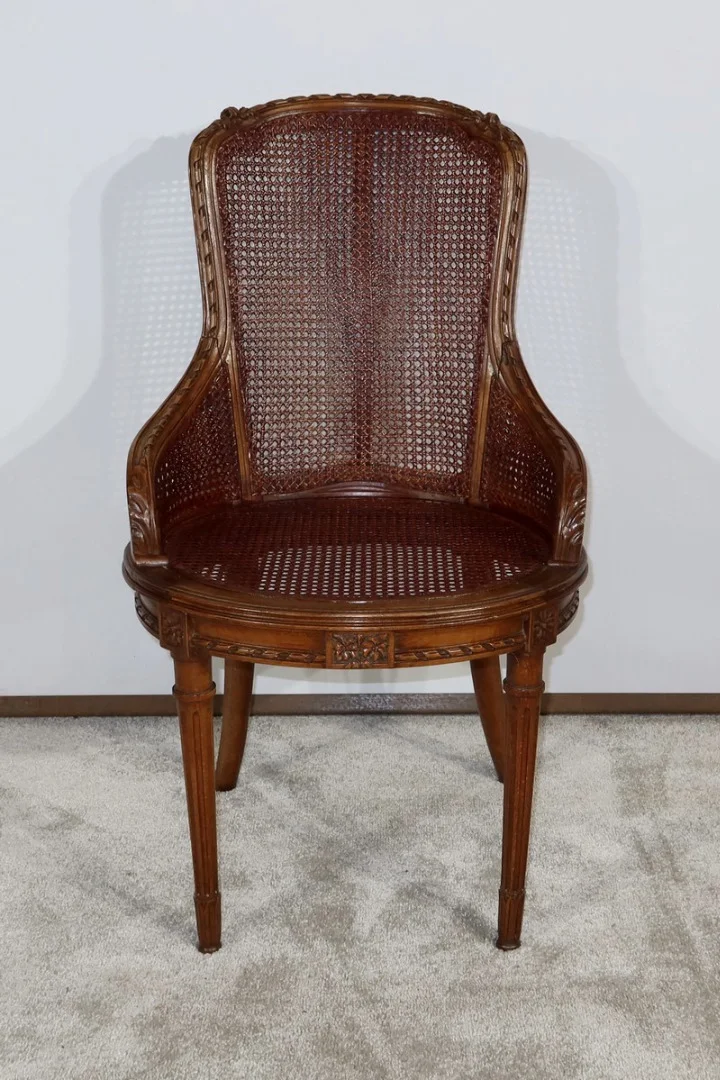 Fauteuil de Bureau en Hêtre massif, style Louis XVI – 1900