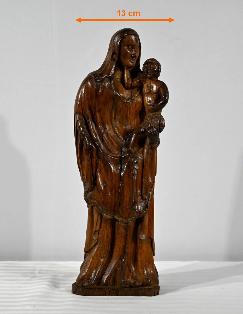 HOUTEN STANDBEELD VAN DE MAAGD EN KIND